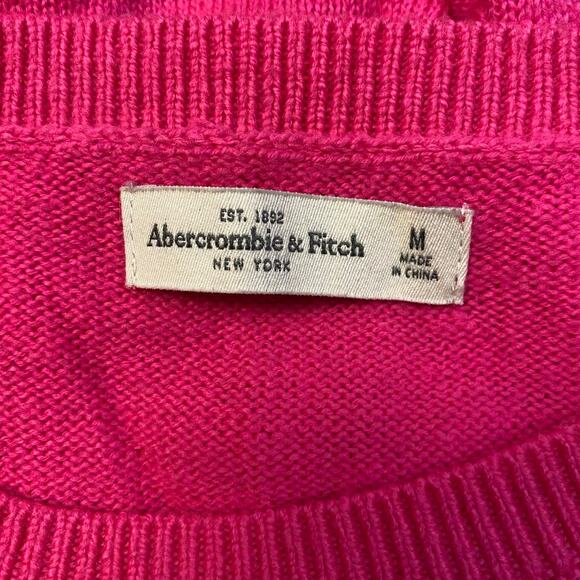Abercrombie & Fitch Wool Blend Sweater Womens Size M Hot Pink Preppy‎ - Picture 2 of 10